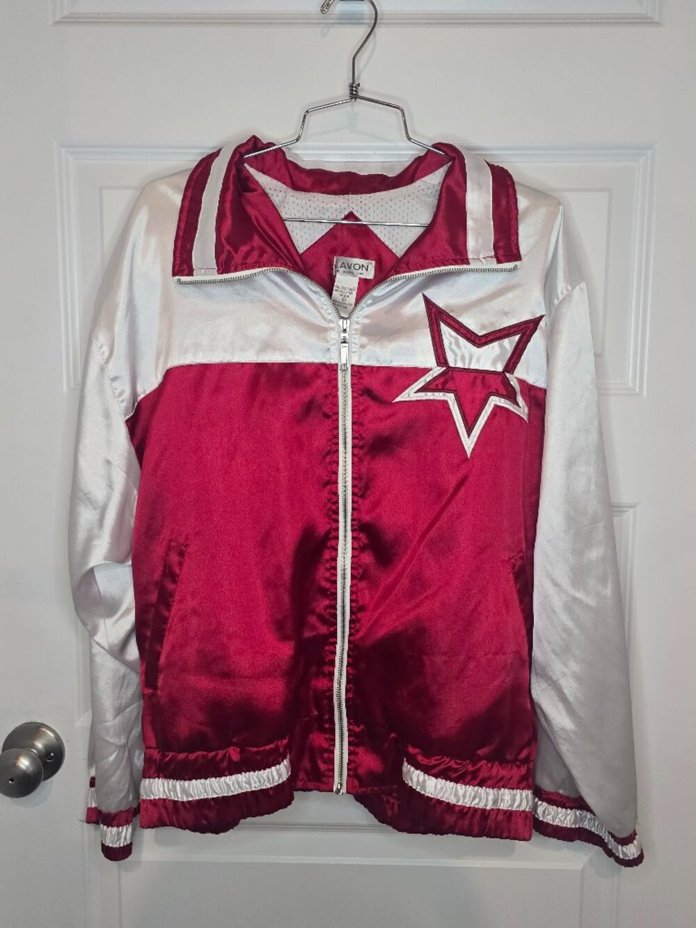 Lavon by Cheerful Corp Red White Star Design Jacket Padded Shoulders Medium